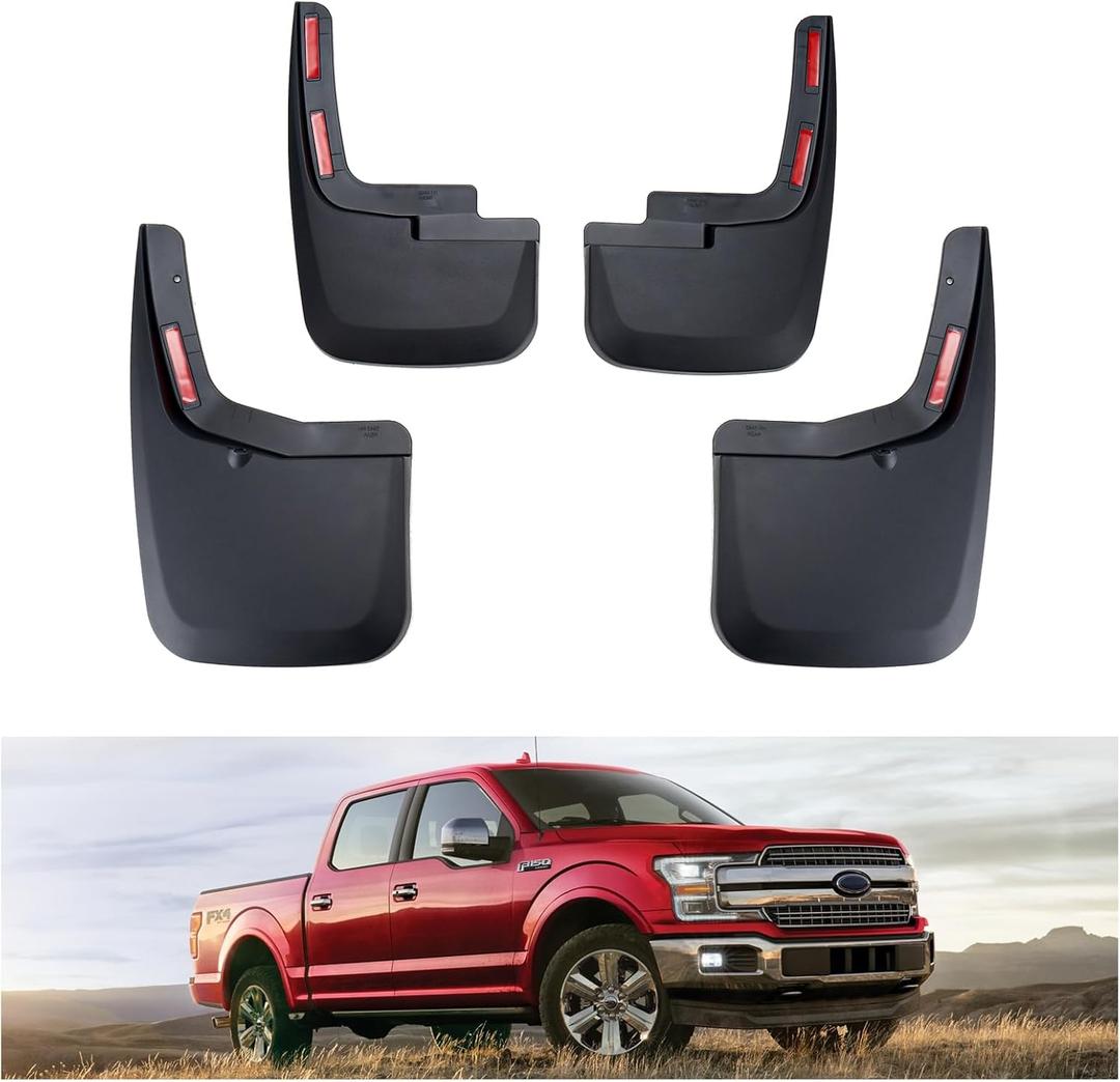 Kiwi Master Mud Flaps for 2015-2020 Ford F-150 (with Fender Flares), Heavy Duty Mud Guards, Front & Rear Splash Guards, No Drill, 4 Pcs Set