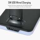 LED Desk Lamp with RGB Atmosphere Light, 5W USB Output, 5 Color Temp, Slide Steplessly Adjust Brightness, Touch Control, Foldable Table Light with Adapter (Black)