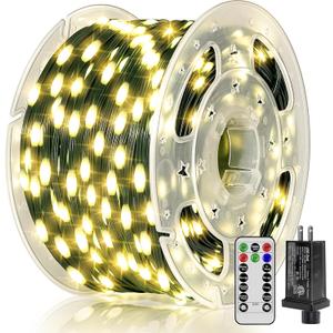 Christmas Lights 600 LED 196 FT, Waterproof Outdoor String Lights with Remote and Timer, Christmas Tree Lights with 8 Modes Dimmable, Fairy Lights for Holiday Decor (Warm White)