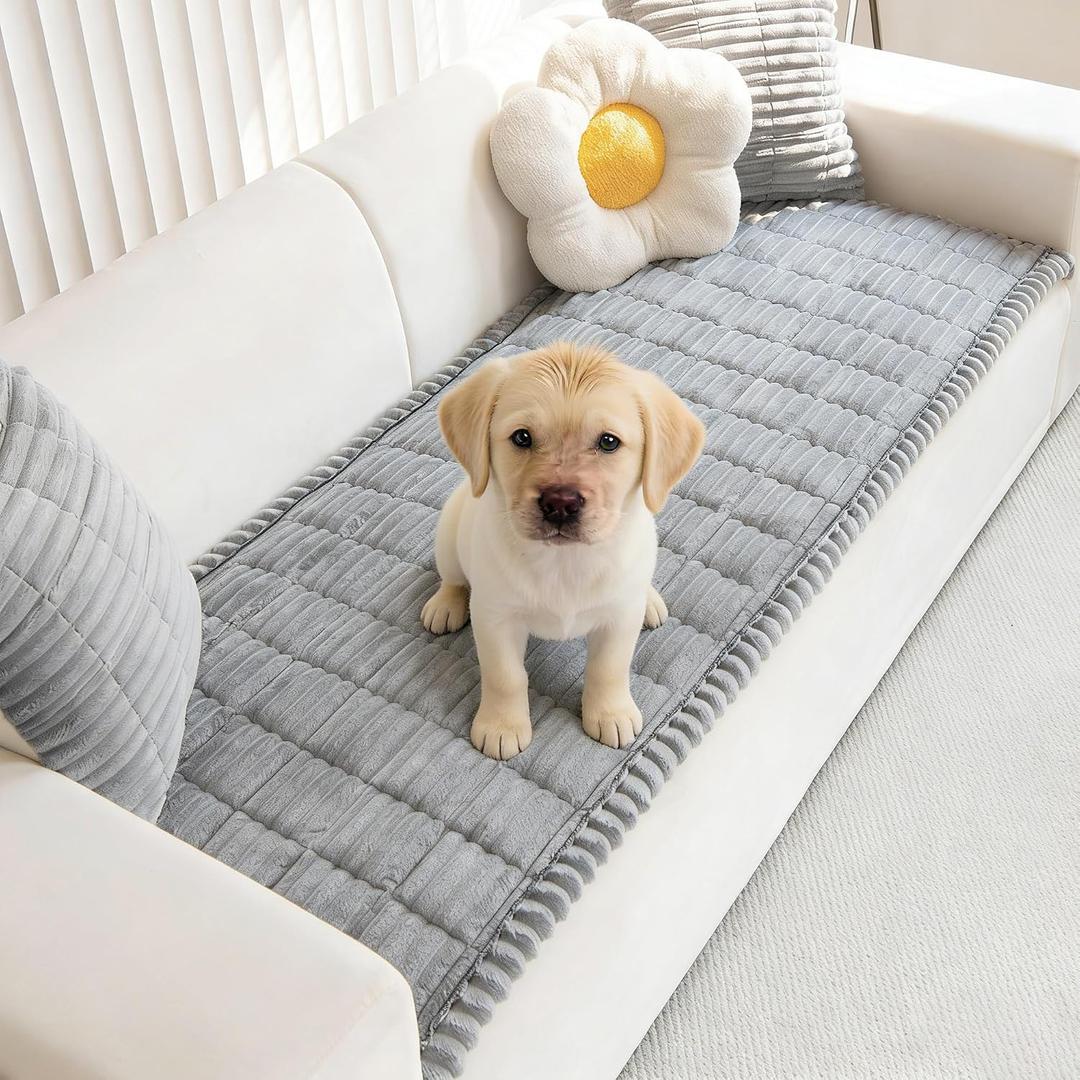 Mivnue Pet Couch Cover, Couch Covers for Dogs, Washable Dog Sofa Covers Couch Protector, Fuzzy Non Slip Couch Slipcover Pet Friendly (Light Grey, 27.6" x 70.9")