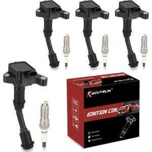 UF735 Ignition Coil Pack and Iridium-Platinum Spark Plugs Set of 4 Compatible with Ford Escape Fusion 2014-2020 1.5L Replaces# DG554, C880