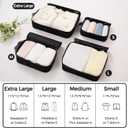 BAGAIL 4 Set/6 Set/8 Set Compression Packing Cubes Travel Accessories Expandable Packing Organizers (Cloth Pattern, 4-Black)