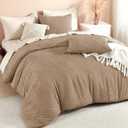 Litanika Oversized King Comforter Set Taupe, 3 Pieces Tufted Boho Farmhouse Bedding Comforter Set, Lightweight Fluffy All Season Comforter Set (120x98In Comforter & 2 Pillowcases)