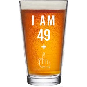 Gelid 49 + One Middle Finger 50th Birthday Gifts for Men Women Beer Glass  Funny 50 Year Old Presents - 16 oz Pint Party Decorations Supplies - Craft Beers Gift Ideas for Dad Mom Husband Wife 50 th