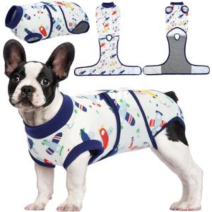 Kuoser Recovery Suit for Dogs Cats After Surgery, Professional Pet Recovery Shirt Dog Abdominal Wounds Bandages, Substitute E-Collar & Cone,Prevent Licking Dog Onesies Pet Surgery Recovery Suit, Small 