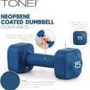 Tone Fitness 15 lb Neoprene Dumbbell Pair for Home Workouts – Non-Slip Design - Purple