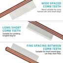 3 pcs Solid Wood Dog CombStainless Steel Teeth Comfort and safety, Removes Tangles and Loose Fur Grooming Comb for Small Medium Pets