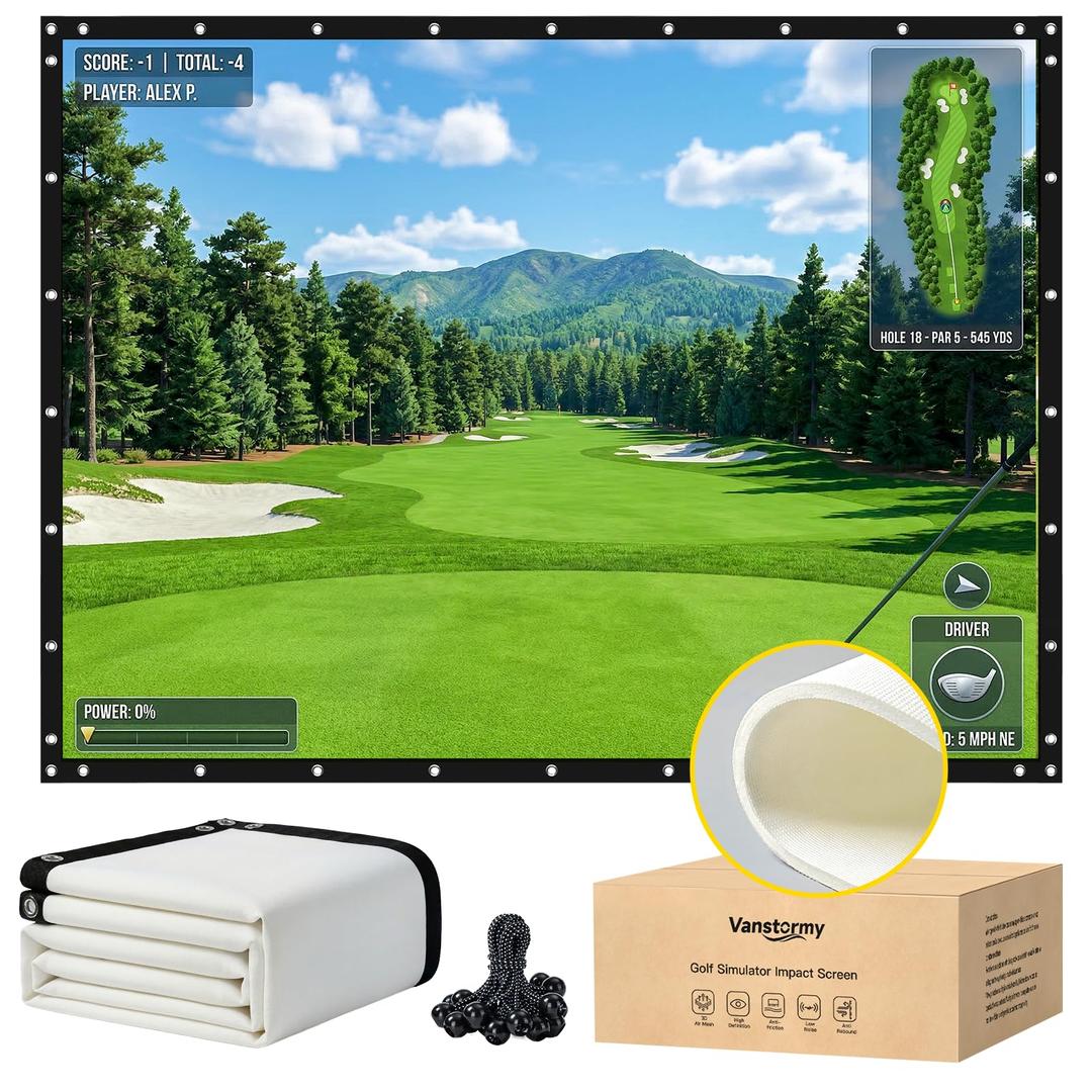 Golf Simulator &Launch Monitor Projector Impact Screen 9'10"×8'6"/118"×102"