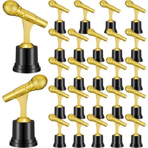 Tondiamo Gold Microphone Trophy Award Microphone Music Awards 2.76 x 5.12 Inches Microphone Trophy Bulk Gold Microphone Decoration Microphone Party Favor for Home Office Decorative