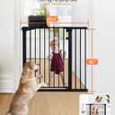 COMOMY 36" Extra Tall Baby Gate for Stairs Doorways, Fits Openings 29.5" to 40.6" Wide, Auto Close Sturdy Safety Dog Gate for House, Pressure Mounted Easy Walk Through Pet Gate with Door, Black