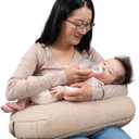 Boppy Nursing Pillow Luxe - Ergonomic Bottle & Breastfeeding Pillow with High Lift & Firm Support - Water-Resistant with Washable Cotton Muslin Cover - Baby Safety Alliance Verified - Oatmeal