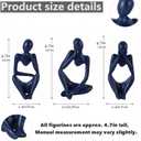 Navy Blue Thinker Statue Set of 3 - Navy Blue Decor for Table, TV Stand, Shelf, Desk - Resin Figurines for Living Room, Minimalist Bookcase Decorative, Modern Sculpture, Home Accents