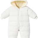 Infant Toddler Snowsuit Cute Baby Bear Suit Newborn Winter Coat Warm Hooded Jumpsuit for Boys Girls (6-9 Months, White)