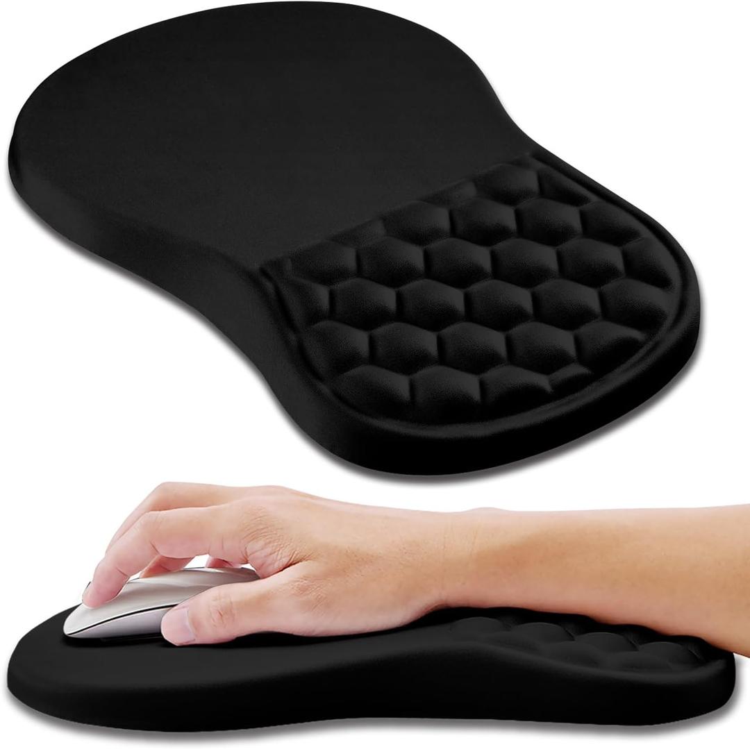 Hokafenle Ergonomic Mouse Pad Wrist Support, Wrist Rest Mousepad for Carpal Tunnel Pain Relief with Integrated Memory Foam Slope Massage Bulge (11.8x7.9 inch,Polar Night)