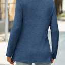 Yousify Womens Asymmetric V Neck Shirts Long Sleeve Fall Dressy Casual Button Down Tunic Tops Business Loose Fit Blouses (Medium, Dark Blue)