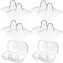 Nuanchu 8 Pcs Contact Nipple Shield for Breastfeeding Newborn Nipple Protector with Carrying Case Silicone Extender for Women Protecting Sore, Flat or Inverted(24 mm/ 0.94 Inch,Clear)