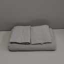 BESTOUCH Duvet Cover Set 100% Washed Cotton Linen Feel Super Soft Comfortable Chic Lightweight 3 PCs Home Bedding Set Solid Light Grey Queen (Queen (90" x 90"))