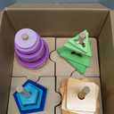 Adena Montessori 4-in-1 Shape Color Sorting Toy for Toddlers - Wooden Educational Toy With Detachable Bases, Gradients of Colors and Shapes for 12-18 Months