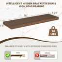 Acovy 36 Inch Floating Shelves, 36"x9.25"x1.5" Inch Deep Floating Shelves for Wall, Wooden Shelves for Bathroom, Bedroom, Living Room, Walnut, 2 Pieces
