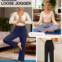 4 Pack Women's Yoga Lounge Pants Wide Leg Sweatpants Loose Jogging Pockets Drawstring Lightweight Pull on Pajamas (L)