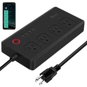 Smart Power Strip, UseeLink WiFi Surge Protector Compatible with Alexa & Google Home, Smart Plug with 4 USB Ports & 4 AC Outlets, Voice and Remote Control & Timer Schedule, 5ft Extension Cord,Black