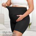 Maternity Shapewear for Under Dresses Over Belly Pregnancy Underwear Mid-Thigh High Waist Shorts Panties for Baby Shower (Black, L)