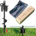 Dog Stakes for Outside Hold up to 250Lbs Dogs Heavy Duty Tie Out Tether Leash Chain for Yard Outdoor Camping Screw in Ground Anchor Set 13 inch Black