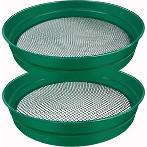 2PCS Large Soil Sifter for Gardening 14.7 inch Dirt Sifter with Garden Mat, Heavy Duty Metal Material Compost Sifter Rock Sifter for Rocks Soil Compost Filtering