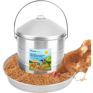 Permafarm Automatic Chicken Feeder 8KG/17.6lbs, Authentic 304 Food-Grade Stainless Steel Poultry Feeder | Heavy-Duty 0.9mm Metal Thickness, Top-Fill Design, Rust-Free & Built for Life-Long Durability