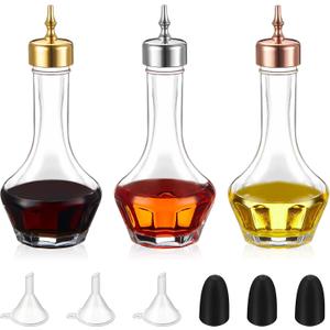 6 Pcs Bitters Bottle Set 1.7 oz Glass Dash Bottle with Dasher Top for Cocktail Bartender Home Bar (Gold,Rose Gold,Silver)