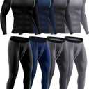 Hicarer 4/6 Set Men's Compression Shirts Pants Long Sleeve Base Layer Set Thermal Underwear for Men Running Gym Yoga Sports (XX-Large)