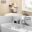 Voldra Corner Shower Caddy Suction Cup, Aluminum Corner Shower Shelves for Wall No Drilling, Large Suction Cup Shower Organizer with Towel Bar & Hooks Removable Bathroom Storage(2 Pack-Cream White)