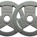 OLIXIS 2-Inch Grip Olympic Style Cast Iron Strength Plates for Weightlifting & Training, 25LB Each, 2 Pack Set