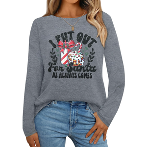 Merry Christmas Sweatshirts for Women Gnomes Santa Christmas Sweatshirt Cute Long Sleeve Pullover Top L