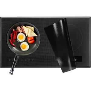 KitchenRaku Large Induction Cooktop Protector Mat, Translucent (Magnetic) Electric Stove Burner Covers Antiscratch as Glass Top Stove Cover or Electric Stove Top (Monochromatic Black, 52x78CM)