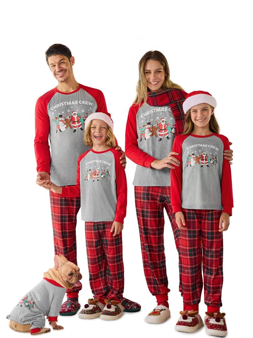 Haloumoning Family Christmas Pajamas Matching Sets Xmas PJs Sets Holiday Jammies Sleepwear Grey, Size: 5-6 Years