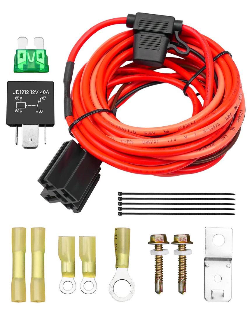 EMIHO Electric Fuel Pump Relay Kit Fuel Pump Wiring Harness Kit Fit for 12V System P/N 30247 Relay Bypass 40 AMP Waterproof Relay Switch Kit Heavy Duty Long Wires