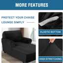 H.VERSAILTEX Velvet Chaise Lounge Cover High Stretch Chaise Chair Cover for Living Room Soft Chaise Slipcovers with Arms Luxury Velvet Chaise Lounge Dog Covers, Machine Washable, Black