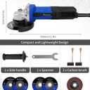 AVID POWER Angle Grinder, 7.5-Amp 4-1/2 inch Electric Grinder Power Tools with Grinding Wheels, Cutting Wheels, Flap Disc and Auxiliary Handle for Cutting, Grinding, Polishing and Rust Removal - Blue
