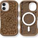 Bouvardia for iPhone 16 Case - Brown Wavy Shockproof Frame & Cheetah Leopard Print Pattern - Compatible with Magsafe - Anesthetic Cute Design for Women and Girls