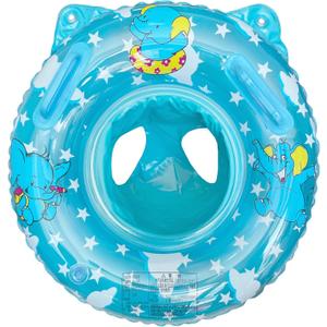 Sealive Infant Pool Float, Baby Swimming Ring with Toddler Seat Boat & Double Handle, Childrens' First Pool Floaties, Bathtub Toys Accessories for Kids Toddlers (Blue-elephant)