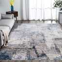 vivorug Washable Rug, Ultra Soft Area Rug 6x7 Feet , Non Slip Abstract Rug Carpet, Stain Resistant Rugs for Living Room Bedroom, Modern Fluffy Rug (Gray/Navy, 6x7 Feet )