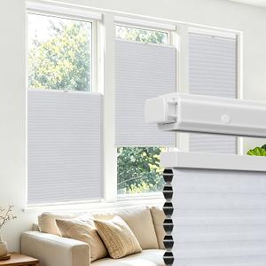 Allesin zen No Drill Top Down Bottom Up Cellular Shades,White,27.5" Wx64 H | TDBU Blackout Blinds for Indoor Windows,Cordless Honeycomb Shades for Home,Easy to Install Thermal Insulated