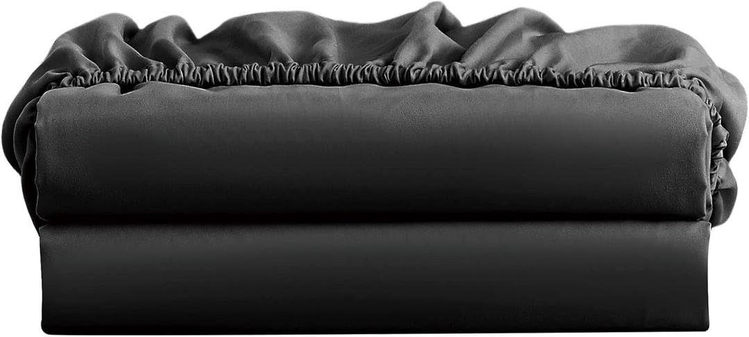 FreshCulture Twin Fitted Sheet Only 2 Pack - Hotel Quality Fitted Sheet Twin Size - Ultra Soft & Breathable - Brushed Microfiber - Deep Pocket - Cooling Fitted Sheets for Twin Size Bed (Black)