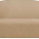 SureFit Cotton Duck Sofa Box Cushion One Piece Slipcover, Couch Cover, Relaxed Woven Fit, 100% Cotton, Machine Washable, Tan