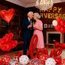 Happy Anniversary Decorations - Romantic Decor for Wedding, Valentines Day Heart Balloons for Bedroom, Party Decor Supplies (Set 1)