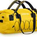 HEETA Waterproof Duffel Bag Motorcycle Dry Bag Backpack, 60L/80L Extra Large Rolltop Travel Duffle Bags with Straps & Handles for Kayaking Rafting Boating Canoeing Camping Gym Beach Cruise Ship (Yellow)