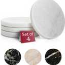 Gusto Nostro White Marble Coasters Set of 4 - Luxury Natural Stone Coasters for Drinks - Genuine Marble Kitchen Accessories, Round Artisanal Stone Coaster for Kitchen Counter, Coffee Table, Home Decor