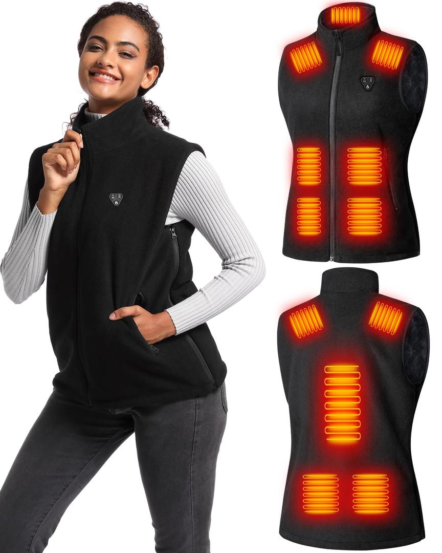 Heated Vest for Women with Battery Pack Included, Polar Fleece Midweight Warming Electric Womens Heating Vest jacket