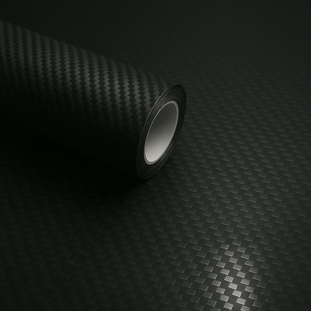 RockRose 3D Matte 3D Black Carbon Fiber Vinyl Wrap, Anti-Wrinkle, Air Release Automotive Bubble Wrap, Self Adhesive Car Vinyl Sticker DIY Decals 5FT x 4FT